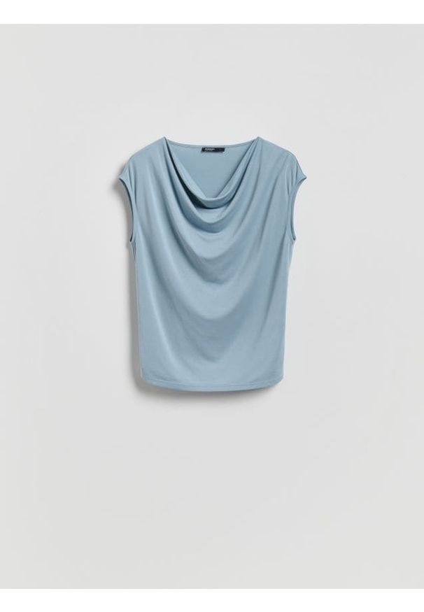 Reserved - Bluzka z modalem - jasnoniebieski. Kolor: niebieski. Materiał: dzianina