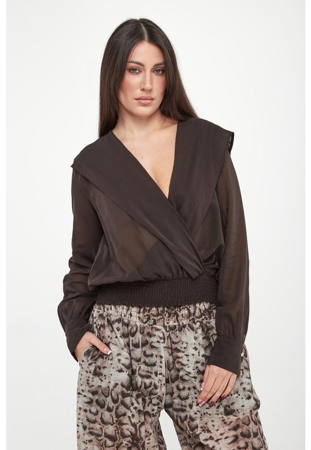 Pinko - Bluzka damska szyfonowa z kapturem Castiglione PINKO. Typ kołnierza: kaptur. Materiał: szyfon