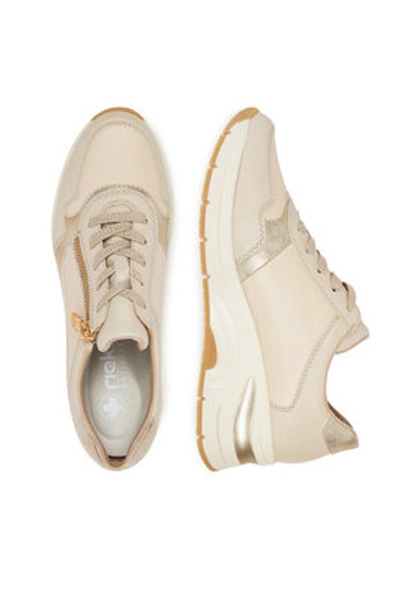 Rieker Sneakersy N9301-60 Écru. Materiał: skóra