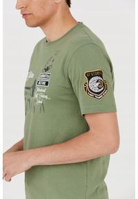 Aeronautica Militare - AERONAUTICA MILITARE Zielony t-shirt męski. Kolor: zielony. Długość rękawa: krótki rękaw. Długość: krótkie. Wzór: haft #2