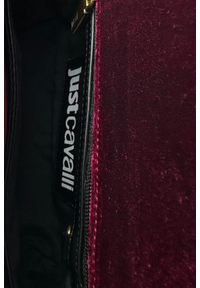 Just Cavalli - JUST CAVALLI Aksamitna bordowa torebka Quilted Special Version. Kolor: czerwony. Wzór: aplikacja. Materiał: zdobione #4