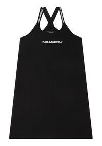 Karl Lagerfeld Kids Sukienka codzienna Z12232 S Czarny Regular Fit. Okazja: na co dzień. Kolor: czarny. Materiał: bawełna. Typ sukienki: proste. Styl: casual
