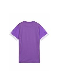 Puma - Damska koszulka do padla z grafiką INDIVIDUAL PUMA Purple Glimmer White. Kolor: biały, wielokolorowy, fioletowy. Wzór: nadruk