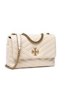 Tory Burch Torebka Kira Chevron Small 90452 Beżowy. Kolor: beżowy. Materiał: skórzane