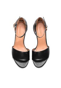 Kazar - Czarne sandały damskie. Zapięcie: pasek. Kolor: czarny. Materiał: skóra. Wzór: gładki. Sezon: lato. Obcas: na obcasie. Styl: elegancki, klasyczny. Wysokość obcasa: średni #3