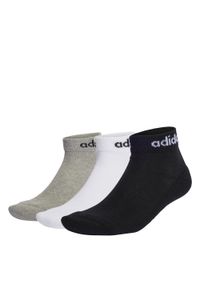 Adidas - Linear Ankle Socks Cushioned Socks 3 Pairs. Kolor: czarny, biały, szary, wielokolorowy. Materiał: materiał