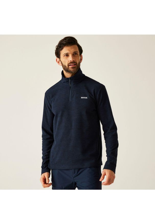 Regatta - Polar męski z suwakiem 1/2 Thompson Marl. Kolor: niebieski. Materiał: polar. Sport: turystyka piesza