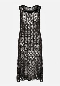 Born2be - Czarna Ażurowa Tunika Boho bez Rękawów Kimalia. Okazja: na co dzień. Kolor: czarny. Materiał: wiskoza. Długość rękawa: bez rękawów. Wzór: ażurowy. Styl: boho #4