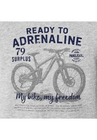 Męska Koszulka (T-Shirt) - Pako Jeans - Popiel, Motyw Rowerowy. Okazja: na co dzień. Materiał: wiskoza, bawełna. Wzór: nadruk. Styl: casual #4