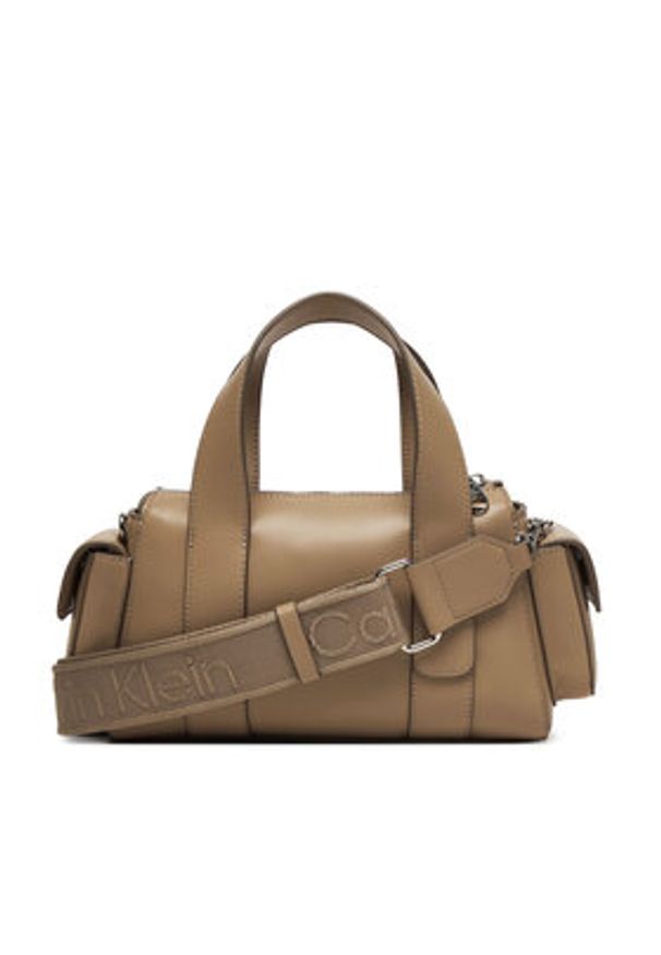 Calvin Klein Torebka Webbing Strap Pocket Bag LV04F3291G Beżowy. Kolor: beżowy. Materiał: skórzane
