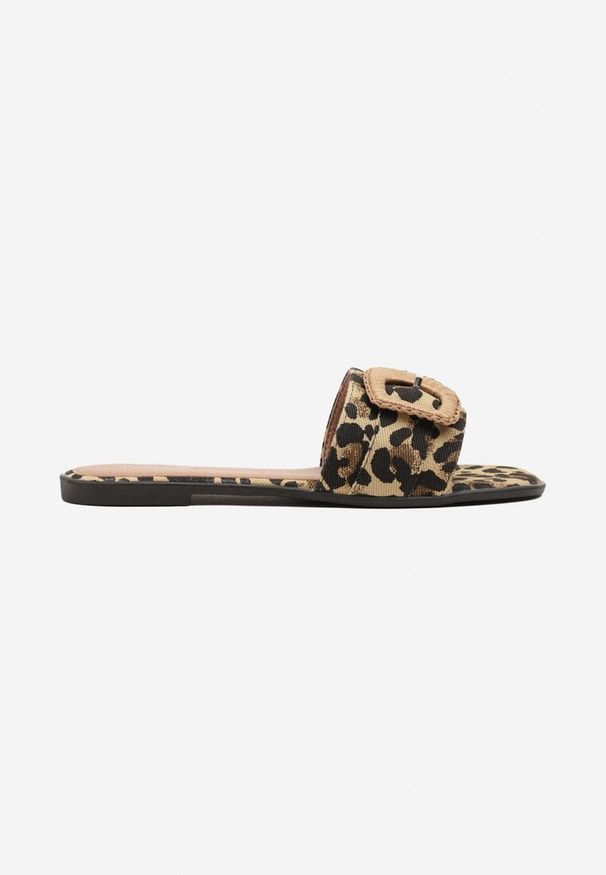 Born2be - Panterkowe Klapki z Ozdobną Klamrą Katilissa. Okazja: na co dzień. Styl: elegancki, casual