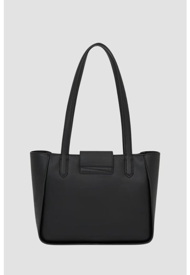 Karl Lagerfeld - KARL LAGERFELD Czarna shopperka ze złotym logo Signature. Kolor: czarny. Styl: casual, elegancki