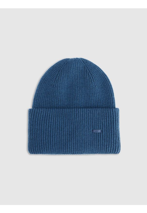 4f - 4F Czapka beanie uniseks - granatowa Uniwersalny. Kolor: niebieski. Materiał: wiskoza, materiał, dzianina. Sezon: zima. Styl: klasyczny, sportowy, casual