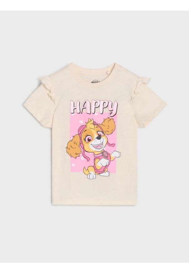 Sinsay - Koszulka z ozdobnymi falbanami PAW Patrol - kremowy. Kolor: kremowy
