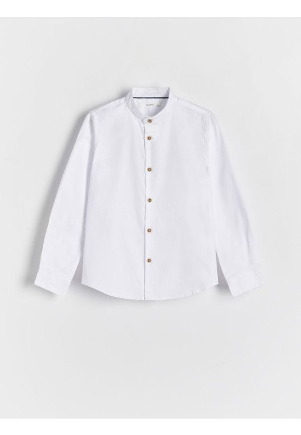 Reserved - Koszula regular fit - biały. Kolor: biały. Materiał: tkanina, bawełna