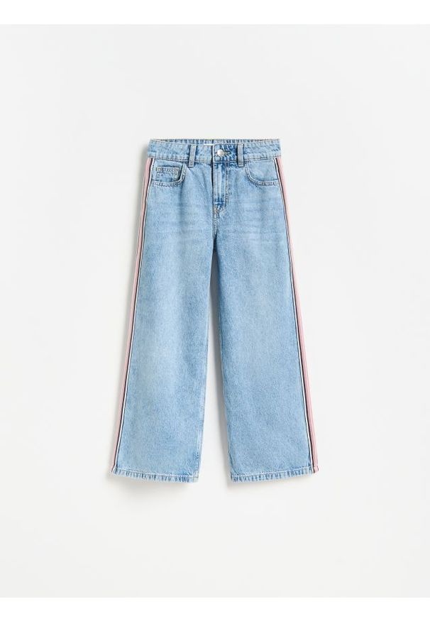 Reserved - Jeansy super wide leg - niebieski. Kolor: niebieski