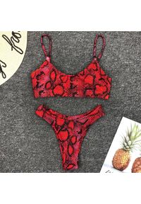 Intica - Bikini push-up ze stringami na plażę i basen UV odporne Andriette. Kolor: czerwony. Materiał: tkanina, materiał #1