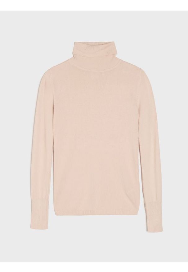 Sinsay - Wiskozowy golf - kremowy. Typ kołnierza: golf. Kolor: kremowy. Materiał: wiskoza