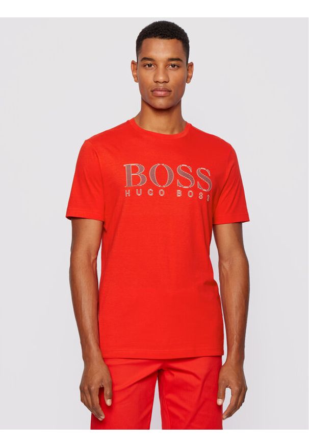 BOSS - Boss T-Shirt Tee 5 50448306 Czerwony Regular Fit. Kolor: czerwony. Materiał: bawełna