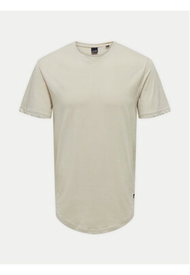 Only & Sons T-Shirt Matt 22002973 Beżowy Regular Fit. Kolor: beżowy. Materiał: bawełna