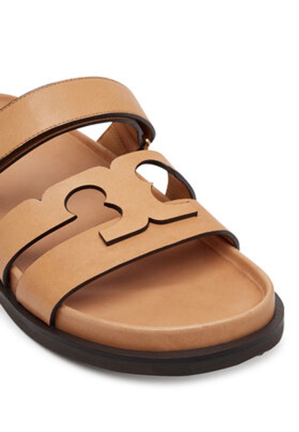 Tory Burch Klapki Ines Sport 168791 Brązowy. Kolor: brązowy. Materiał: skóra. Styl: sportowy