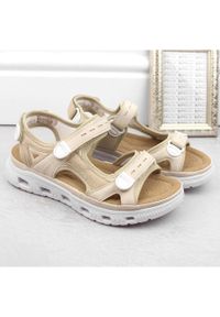Komfortowe sandały damskie na rzepy beżowe Rieker 64074-60 beżowy. Zapięcie: rzepy. Kolor: beżowy #3