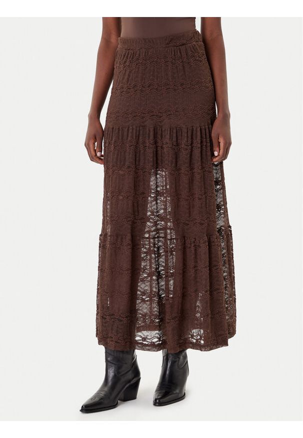 only - ONLY Spódnica maxi Luna 15353206 Brązowy Regular Fit. Kolor: brązowy. Materiał: syntetyk, bawełna