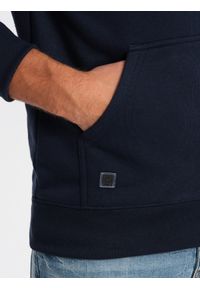 Ombre Clothing - Bluza męska rozpinana z kapturem BASIC - granatowa V2 OM-SSBZ-0118 - XXL. Typ kołnierza: kaptur. Kolor: niebieski. Materiał: bawełna, poliester
