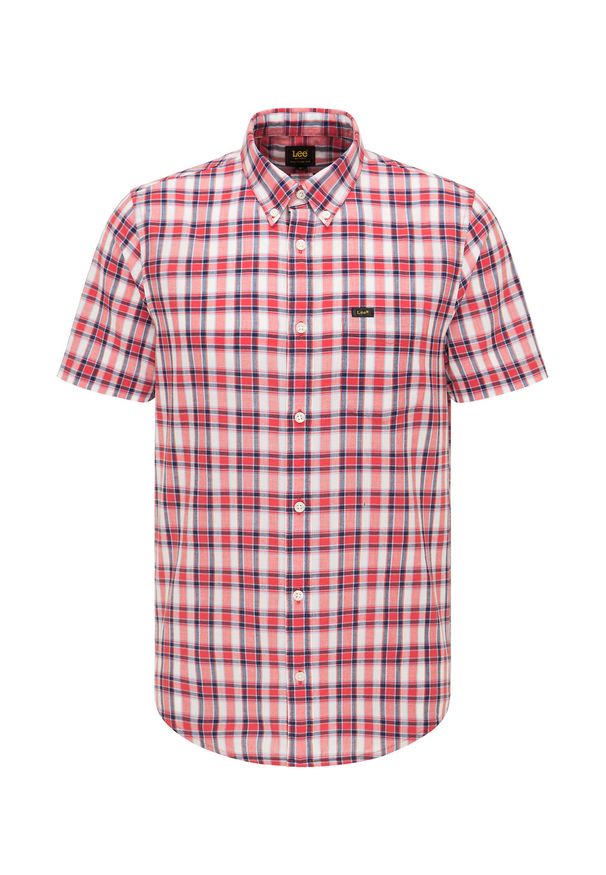 Lee - KOSZULA MĘSKA LEE BUTTON DOWN SS AURORA RED L886KZNV 112123676. Typ kołnierza: button down