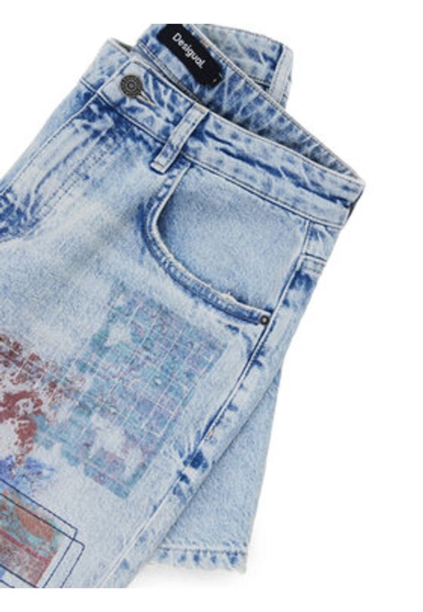 Desigual Szorty jeansowe Inidan 25SWDD24 Niebieski Straight Fit. Kolor: niebieski. Materiał: bawełna