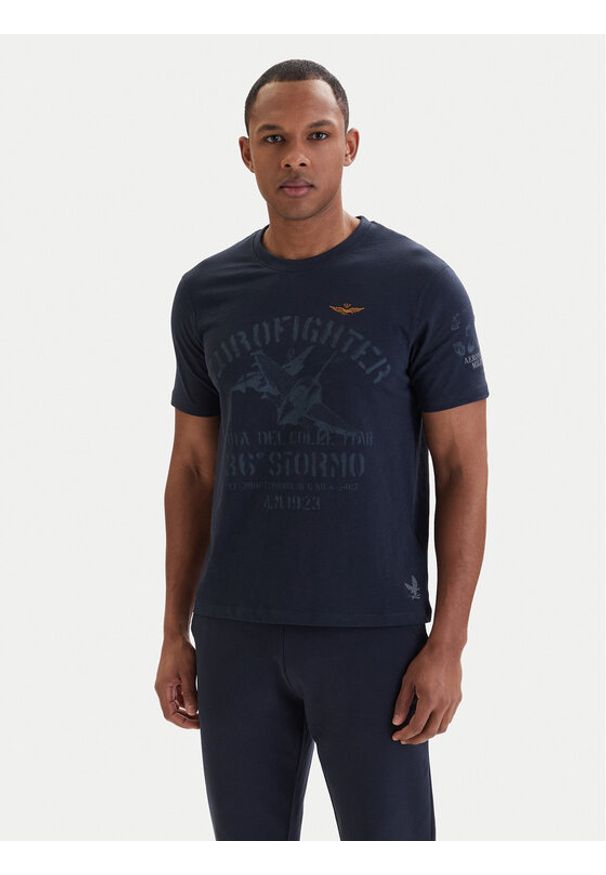 Aeronautica Militare T-Shirt 261TS2525UJ00686 Granatowy Regular Fit. Kolor: niebieski. Materiał: bawełna