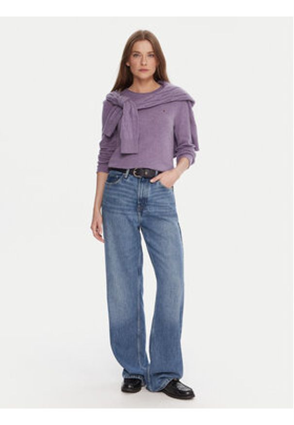 TOMMY HILFIGER - Tommy Hilfiger Sweter WW0WW40264 Fioletowy Regular Fit. Kolor: fioletowy. Materiał: wełna