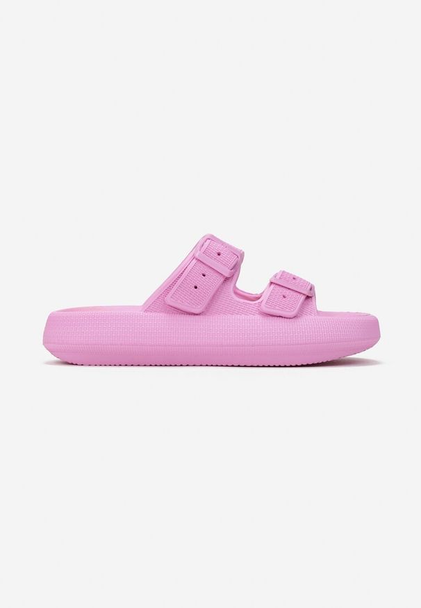 Born2be - Różowe Klapki Dianile. Kolor: różowy. Materiał: guma. Wzór: aplikacja, paski, jednolity
