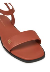 TOMMY HILFIGER - Tommy Hilfiger Sandały Ankle Strap Leather Sandal FW0FW08422 Brązowy. Kolor: brązowy. Materiał: skóra #3