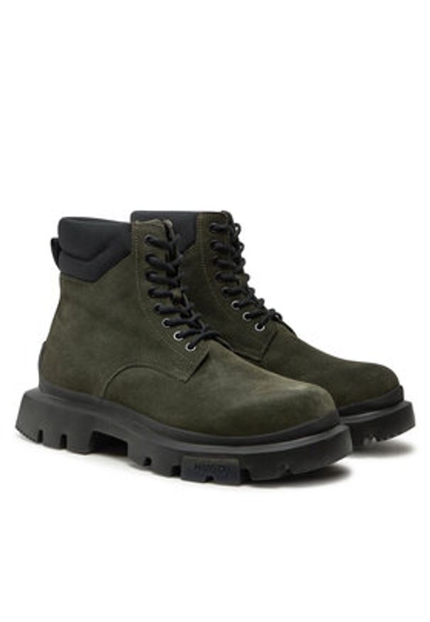 Hugo Trapery Fabyan 50528995 Zielony. Kolor: zielony. Materiał: zamsz, skóra