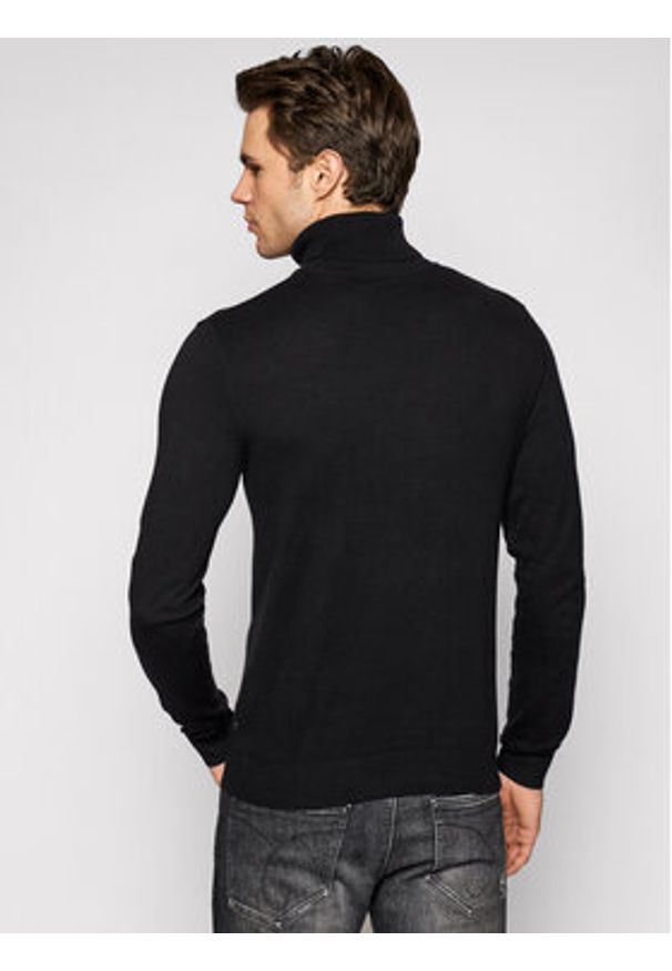 Jack & Jones Golf Emil Knit Roll Neck 12157417 Czarny Regular Fit. Typ kołnierza: golf. Kolor: czarny. Materiał: bawełna