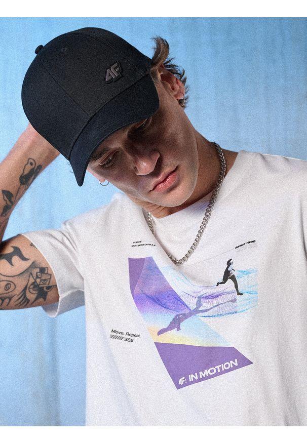 4f - 4F Czapka z daszkiem strapback męska - czarna L/XL (60cm). Kolor: czarny. Materiał: bawełna, materiał. Styl: casual, sportowy