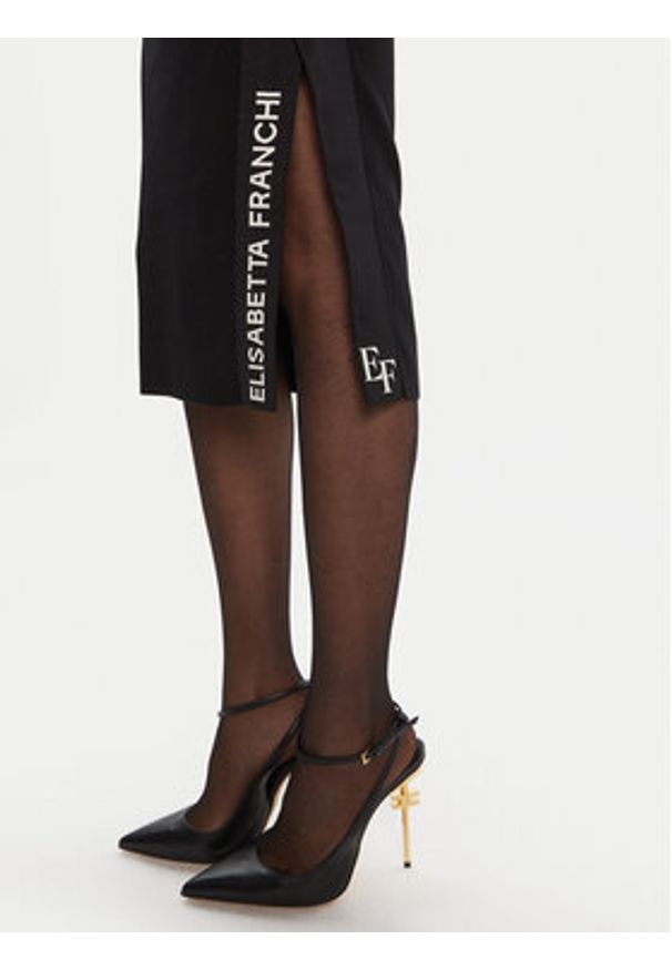 Elisabetta Franchi Sukienka dzianinowa AM-03S-56E2-V390 Czarny Slim Fit. Kolor: czarny. Materiał: wiskoza