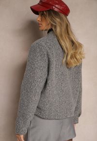 Renee - Szara Klasyczna Kurtka Przejściowa z Suwakiem Nelinia. Kolor: szary. Materiał: jeans. Styl: klasyczny #3