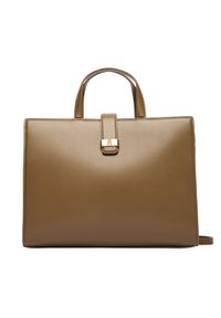 TOMMY HILFIGER - Tommy Hilfiger Torebka Th Heritage Satchel AW0AW18287 Brązowy. Kolor: brązowy. Materiał: skórzane #1