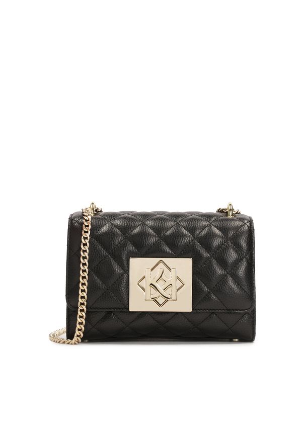 Kazar - Skórzana torebka na łańcuszku z pikowaniem. Kolor: czarny. Materiał: skórzane. Styl: wizytowy, klasyczny, elegancki. Rodzaj torebki: na ramię