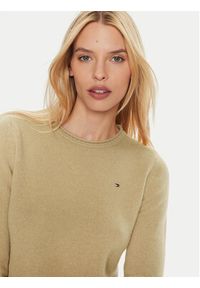 TOMMY HILFIGER - Tommy Hilfiger Sweter WW0WW44161 Brązowy Regular Fit. Kolor: brązowy. Materiał: wełna #5