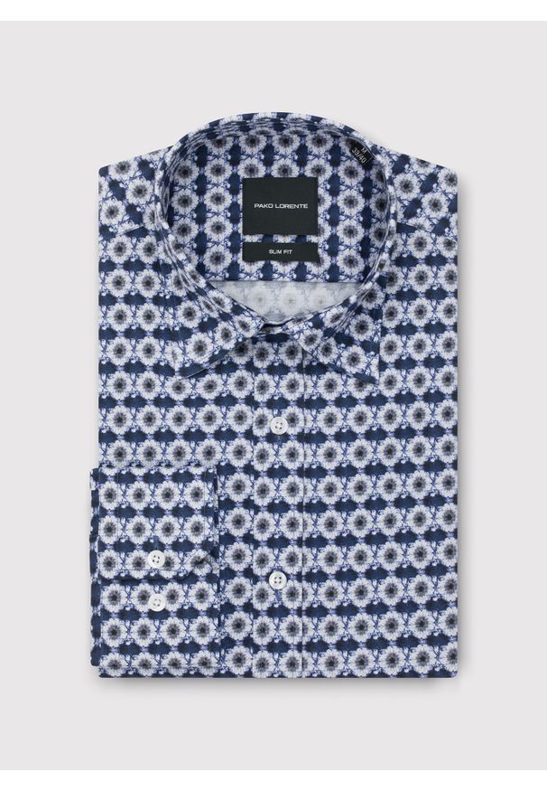 Pako Lorente - PAKO LORENTE - Kwiatowa koszula w kolorze granatowym. Kolor: niebieski. Materiał: bawełna, elastan. Długość rękawa: długi rękaw. Długość: długie. Wzór: kwiaty. Sezon: jesień
