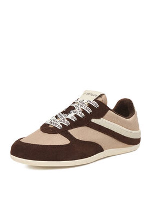 Guess Jeans Sneakersy EO-GJ2128 Brązowy ciemny. Kolor: brązowy. Materiał: skóra, zamsz