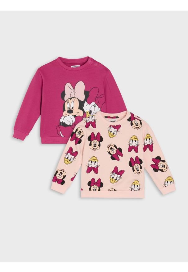 Sinsay - Bluzy 2 pack Minnie Mouse - różowy. Kolor: różowy. Wzór: motyw z bajki