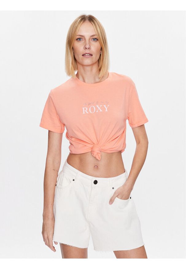Roxy T-Shirt Noon Ocean ERJZT05490 Pomarańczowy Regular Fit. Kolor: pomarańczowy. Materiał: bawełna