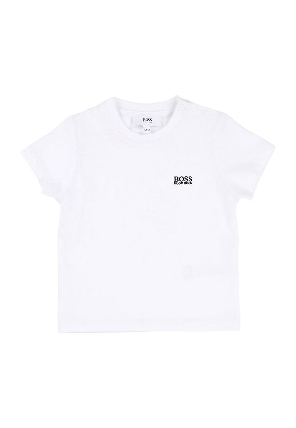 BOSS - Boss - T-shirt dziecięcy 62-98 cm. Okazja: na co dzień. Kolor: biały. Materiał: bawełna, dzianina. Wzór: nadruk. Styl: casual