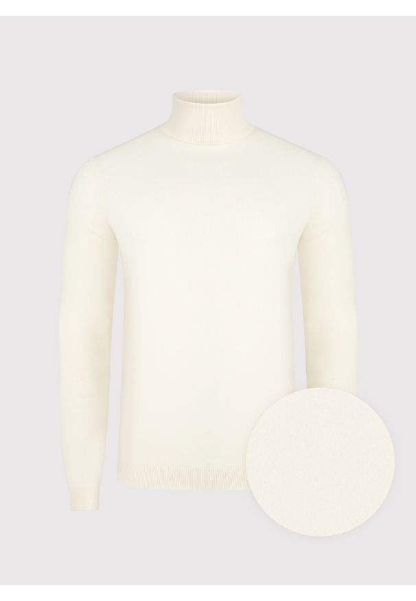 Pako Lorente - PAKO LORENTE – Biały gładki golf męski. Typ kołnierza: golf. Kolor: biały, beżowy. Materiał: elastan, bawełna, poliamid. Wzór: gładki. Sezon: zima, jesień