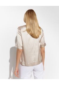 PESERICO - Beżowa bluzka z jedwabiu. Kolor: beżowy. Materiał: jedwab. Wzór: aplikacja. Styl: elegancki #2