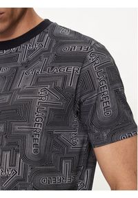 Karl Lagerfeld - KARL LAGERFELD T-Shirt 755084 543224 Czarny Regular Fit. Typ kołnierza: dekolt w karo. Kolor: czarny. Materiał: bawełna